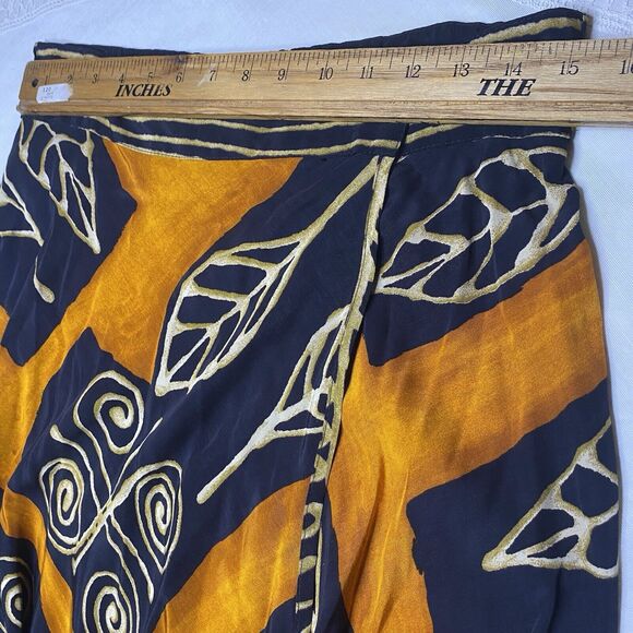 Vintage PLATINUM By Dorothy Schoelen Midi Wrap Skirt Artsy Womens 4 Gold Black - Picture 5 of 7